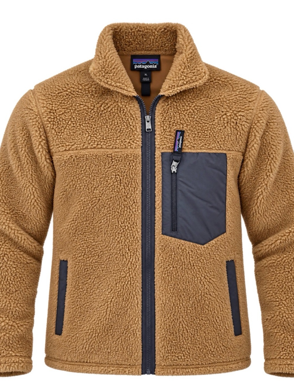 Patagonia Caramel/Tan Retro Pile Fleece Jacket with Dark Trim- unisex